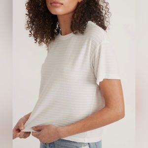 Marine Layer Lydia Textured Stripe Top in White